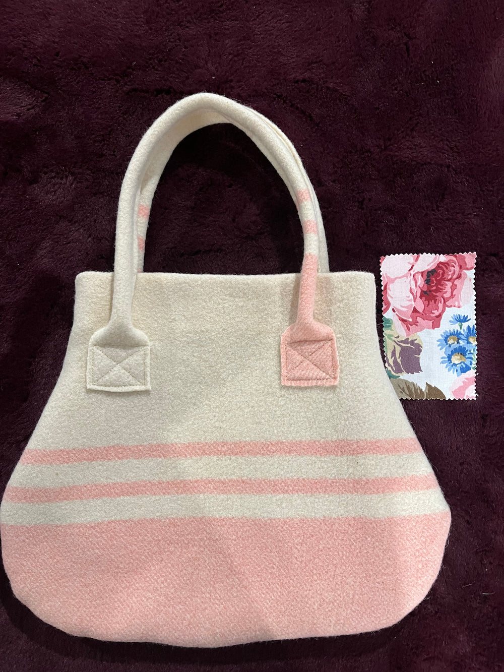 Cream with PInk base flapper bag