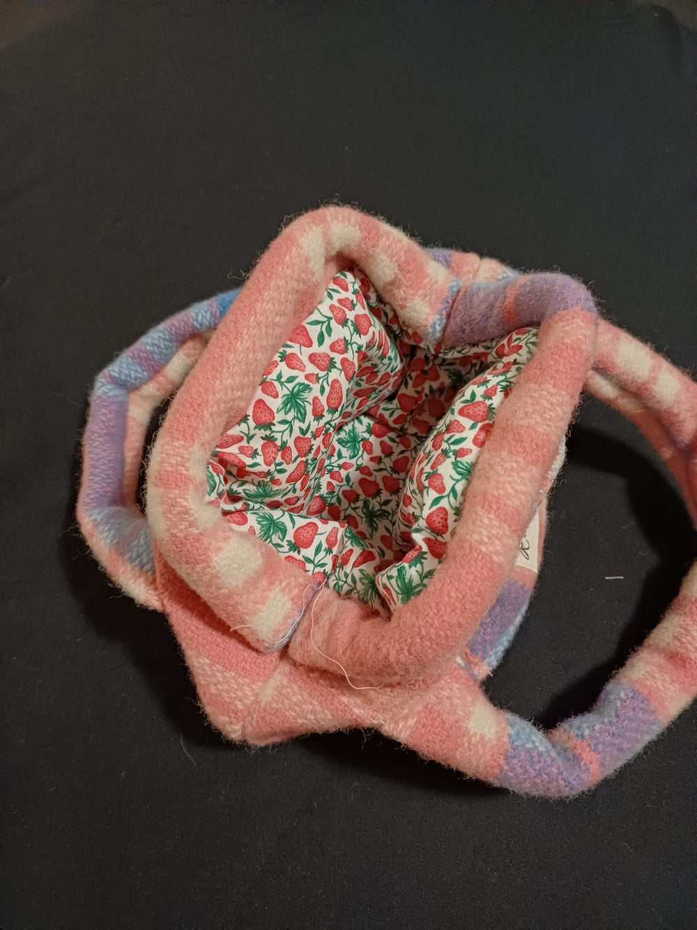 Small Wool Bag in happy colours with sweet Strawberry lining