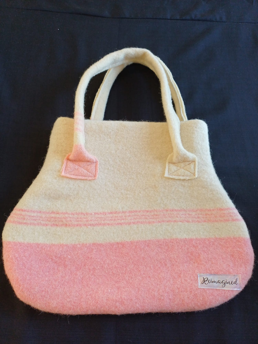 Solid Pink bottom and cream top flapper bag