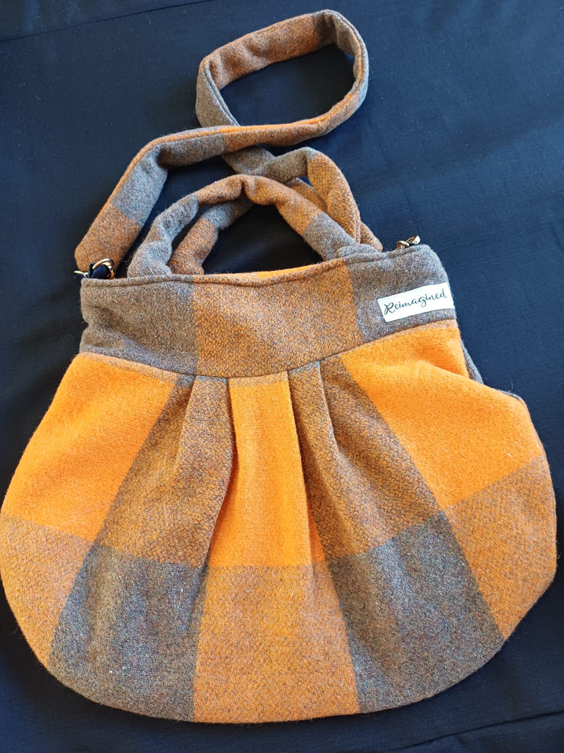 Autumn hues dual purpose shoulder bag or handbag with tiny flower lining