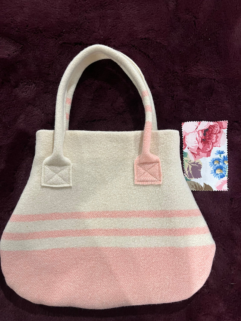 Cream with PInk base flapper bag