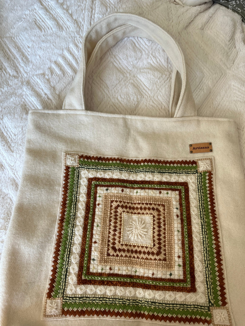 Cream oversized tapestry tote