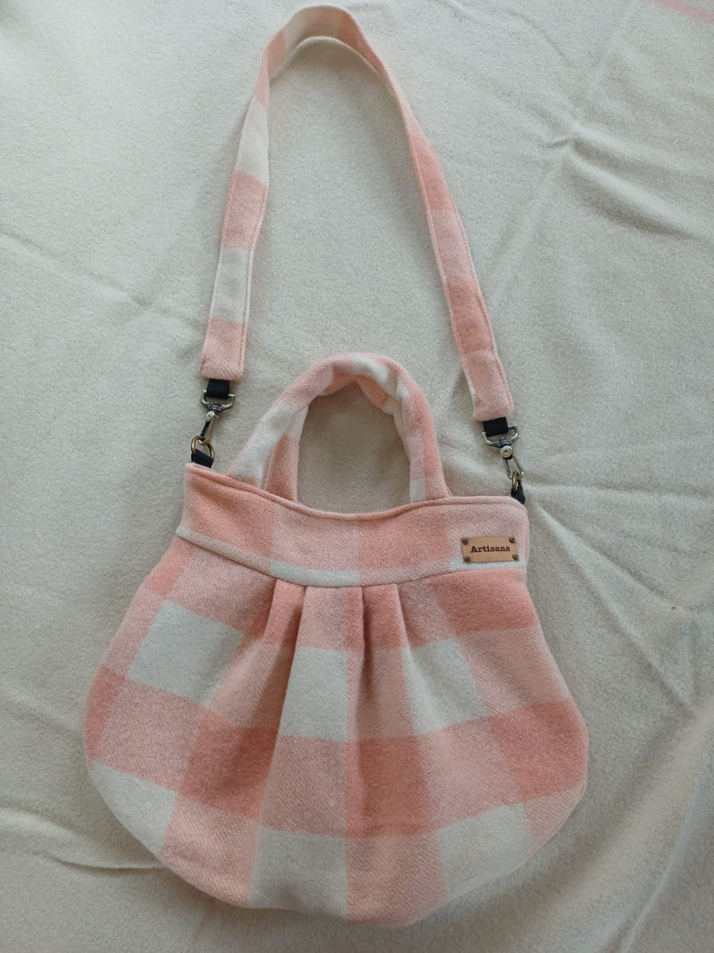 Peaches and Cream Dual purpose Woollen Bag with removeable shoulder straps or a handbag