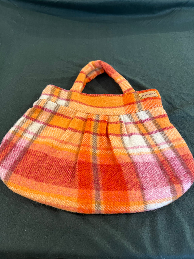 Orange plum plaid handbag