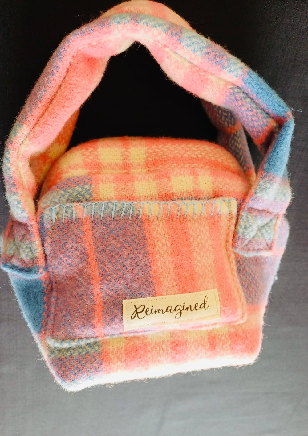 Small handbag made with happy pink and blue colours